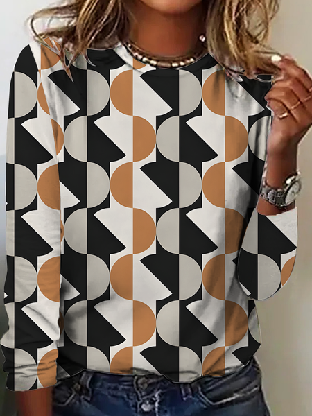 

Women's Vintage Art Print Long Sleeve T-Shirt, As picture, Long sleeves