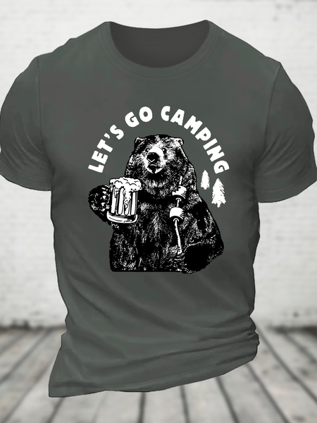 Let's Go Camping Funny Camping Cotton T-Shirt, Deep gray, T-shirts