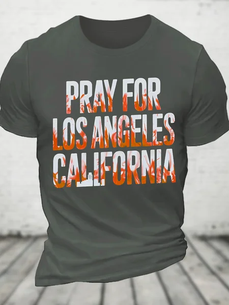 

Pray For Los Angeles California Support La Firefighter Cotton T-Shirt, Deep gray, T-shirts