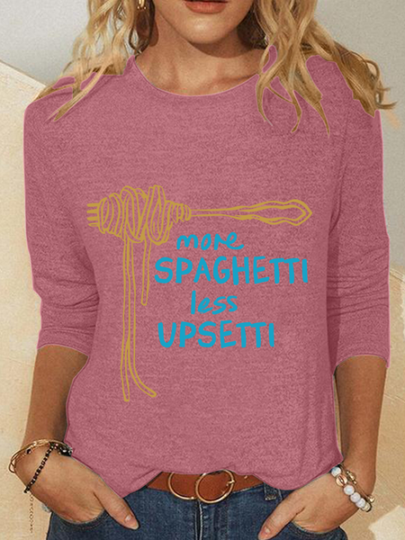 

More Spaghetti Less Upsetti Casual Long Sleeve Shirt, Watermelon, Long sleeves