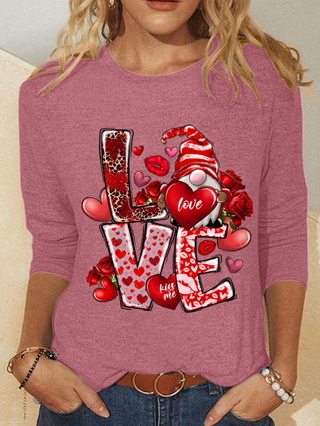 

Love Sublimation Cute Gnome Casual Long Sleeve Shirt, Watermelon, Long sleeves