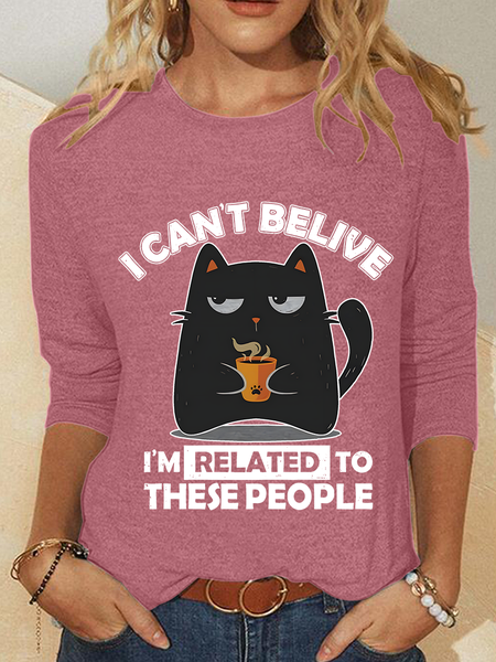 

Can't Believe We're Related Casual Long Sleeve Shirt, Watermelon, Long sleeves