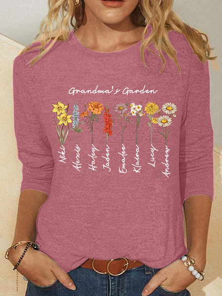 

Grandma's Garden Casual Long Sleeve Shirt, Watermelon, Long sleeves