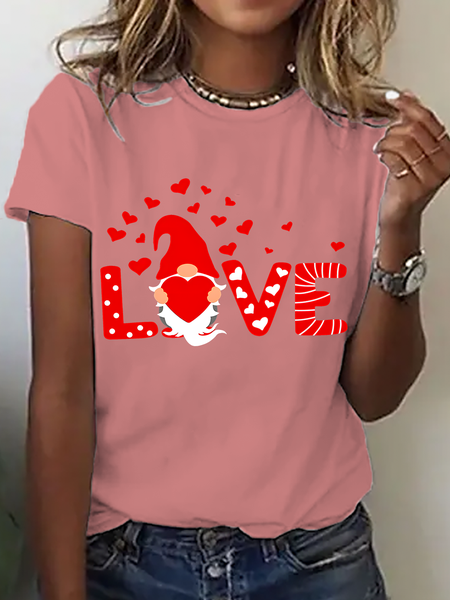 

Valentine Love Gnomes Cotton T-Shirt, Orange pink, T-shirts