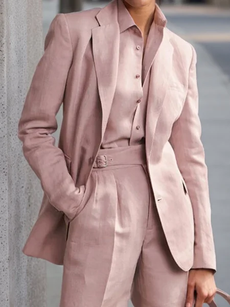 

Urban Plain Lapel Collar Blazer, Pink, Blazers