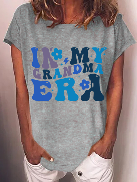 In My Grandma Era Cotton-Blend T-Shirt, Gray, T-shirts
