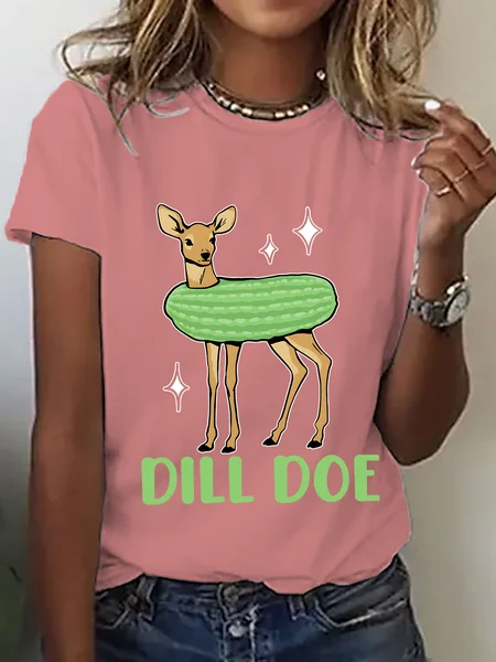 Dill Pickle Funny Cotton T-Shirt, Orange pink, T-shirts