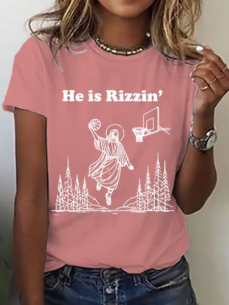

He Is Rizzin Cotton T-Shirt, Orange pink, T-shirts