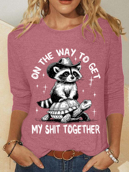 

On The Way To Get My Shit Together Casual Long Sleeve Shirt, Watermelon, Long sleeves
