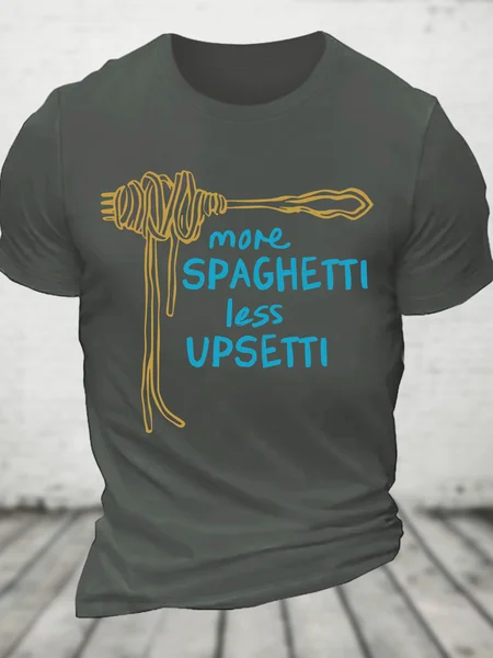 More Spaghetti Less Upsetti Cotton T-Shirt, Deep gray, T-shirts