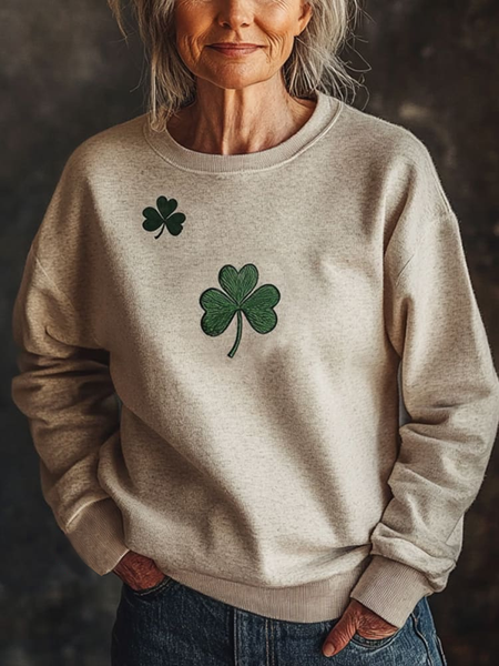 

Women's St Patrick's Day Shamrock Floral Casual Spring/Fall Long Sleeve Sweatshirt, Gray, Sweatshirts & Hoodies