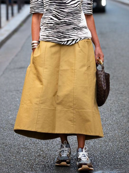 

Casual Loosen Plain Maxi Skirt, As picture, Skirts