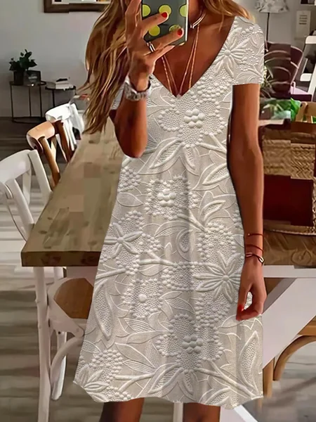 

Women's Floral Spring Print Casual Tank Top Dress, Apricot, Dresses