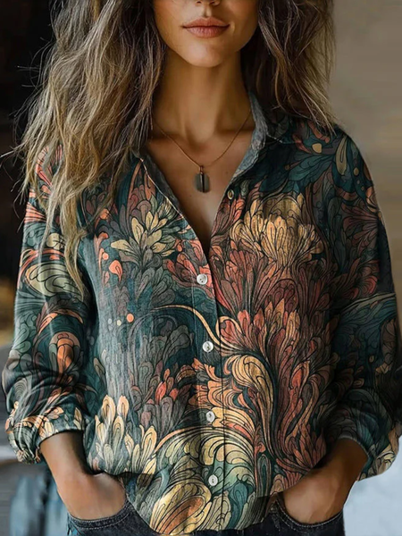 Vintage Ethnic Print Blouse