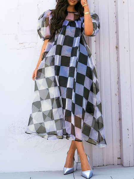 Elegant Geometric Maxi Dress, As picture, Maxi Dresses
