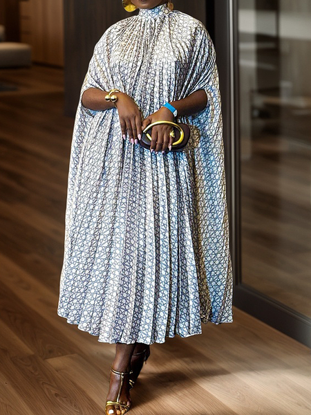 

Elegant Geometric Midi Dress, As picture, Midi Dresses