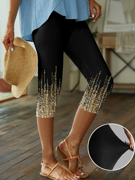 

Women's Trousers Elastic Waist Legging Daily Going Out Casual Printing Ombre Summer Pants, Black, Leggings