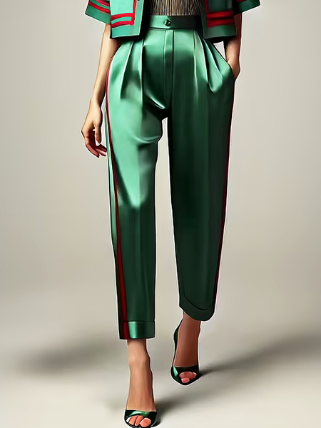 

Urban Color Block Straight Pants, Green, Pants