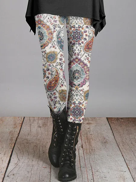 

Women's Casual Floral Jersey All Season Printing Long Leggings, As picture, Leggings