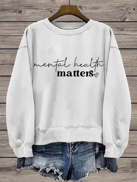 

Women's Crew Neck Text Letters Printing Casual Spring/Fall Long Sleeve Sweatshirt, White, Sweatshirts & Hoodies