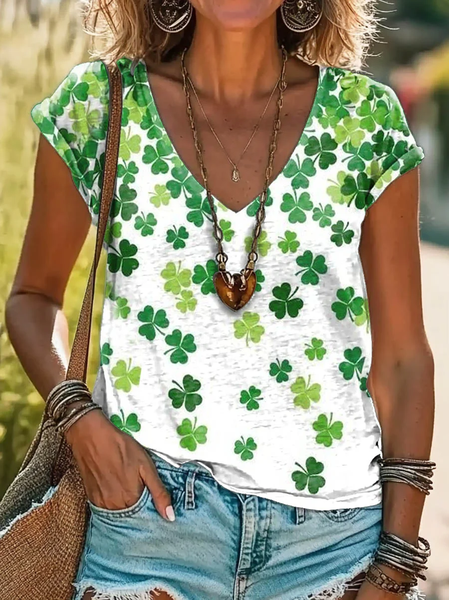 

Women's Ombre Short Sleeve Tee T-shirt V Neck Casual Summer Top, Green, T-Shirts
