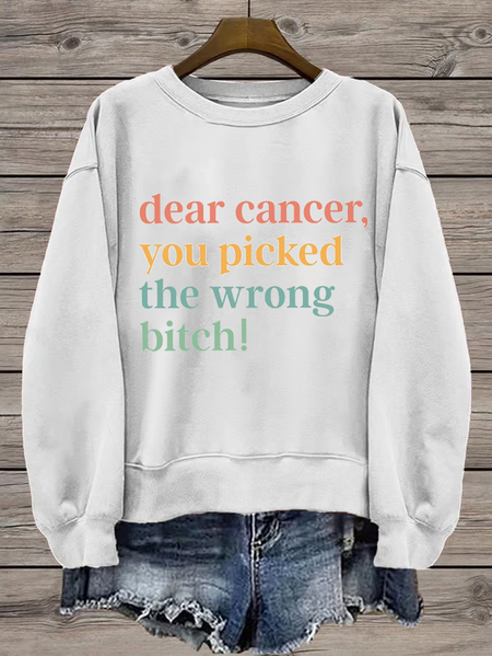 

Women's Crew Neck Text Letters Printing Casual Spring/Fall Long Sleeve Sweatshirt, White, Sweatshirts & Hoodies