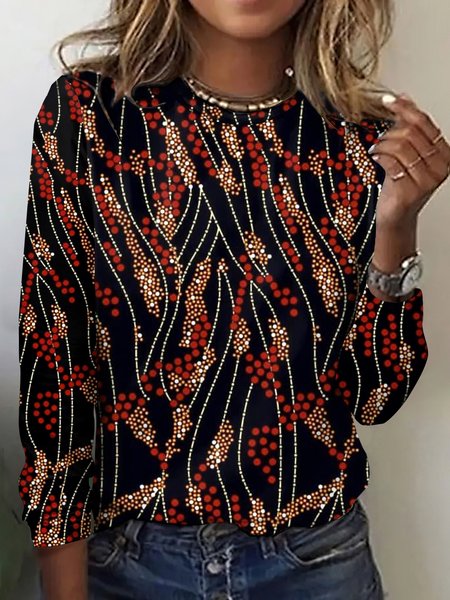 

Vintage Plaid Crew Neck Long Sleeve T-shirt, Black, T-shirts
