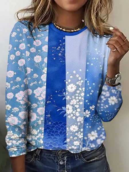 

Casual Regular Fit T-Shirt, Light blue, Long sleeves