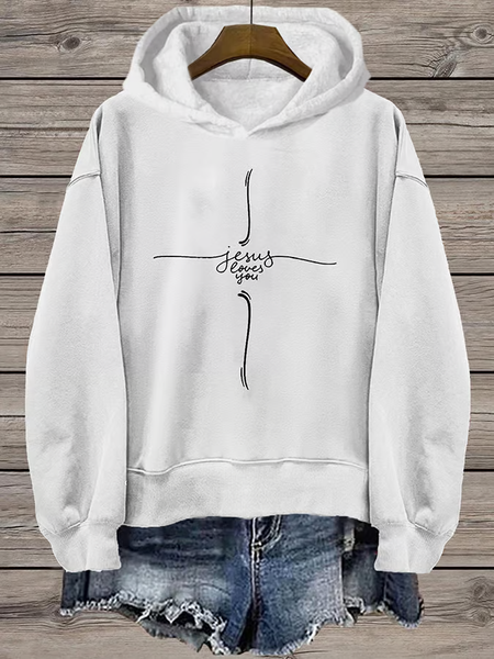

Women's Text Letters Spring/Fall Long Sleeve Casual Daily Hoodie, White, Sweatshirts & Hoodies