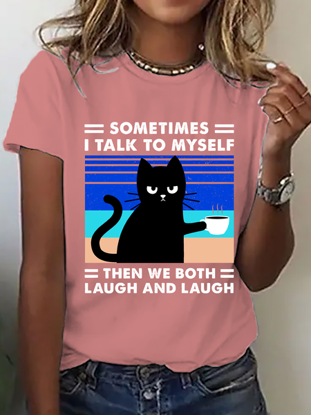 

Sometimes I Talk To Myself Cotton T-Shirt, Orange pink, T-shirts