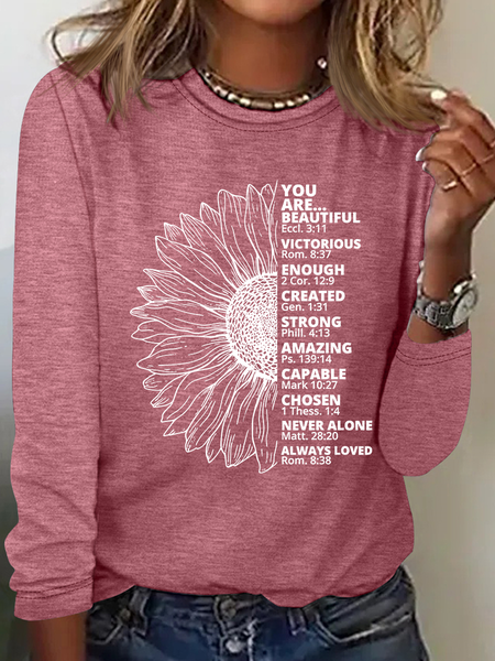 

Sunflower Thankful Grateful Blessed Casual Long Sleeve Shirt, Watermelon, Long sleeves