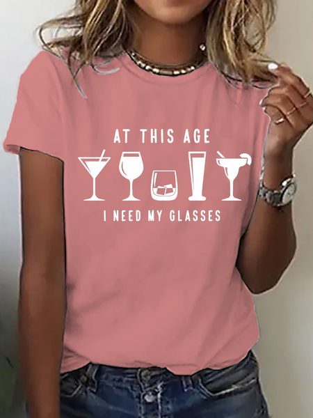 I Need My Glasses Cotton T-Shirt, Orange pink, T-shirts