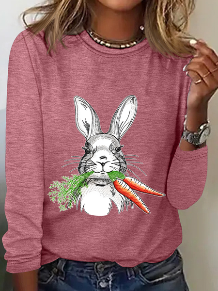

Embroidered Easter Day Casual Long Sleeve Shirt, Watermelon, Long sleeves