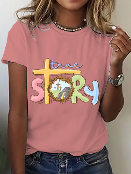 

True Story Easter Cotton T-Shirt, Orange pink, T-shirts