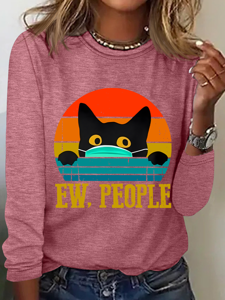 

Ew，People Casual Long Sleeve Shirt, Watermelon, Long sleeves