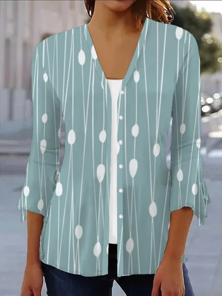 

Women's Spring/Fall Cover-up Casual Striped Printing Lightweight Cardigan, Green, Coats