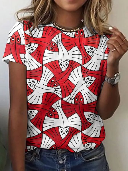 

Vintage Animal Crew Neck Short Sleeve T-shirt, Red, T-shirts