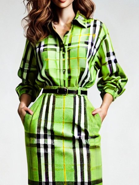 

Urban Plaid Shirt Collar Shirt, Green, Blouses and Shirts