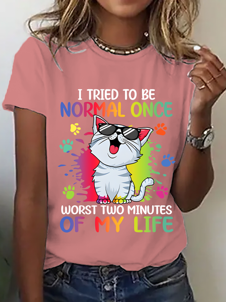 

I Tried Being Normal Once Cotton T-Shirt, Orange pink, T-shirts