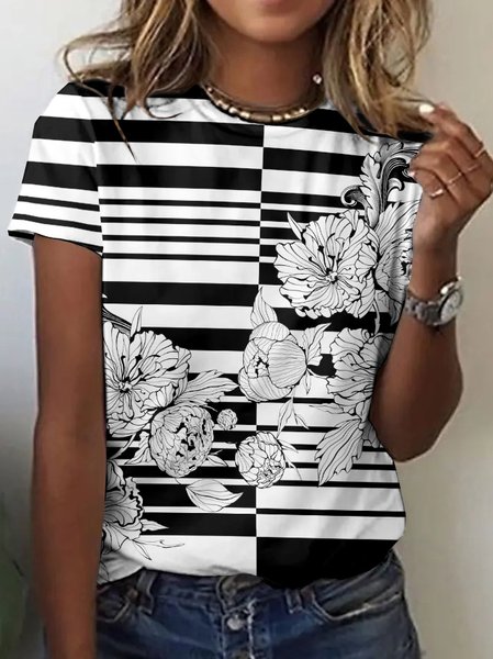 

Cotton Painting Regular Fit Casual T-Shirt, White, T-shirts