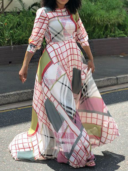 Vacation Geometric Maxi Dress, As picture, Maxi Dresses