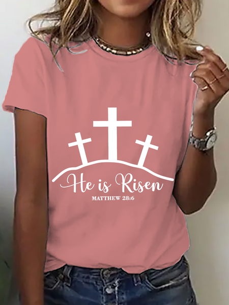 

He Is Risen He Is Risen Matthew 28 6 Christian Easter Cotton T-Shirt, Orange pink, T-shirts