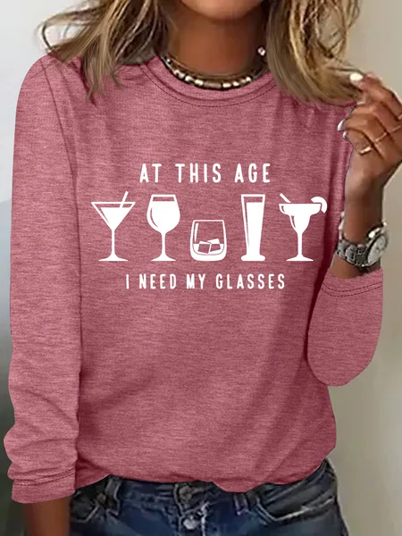 

I Need My Glasses Casual Long Sleeve Shirt, Watermelon, Long sleeves