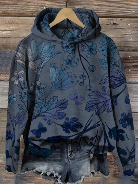 

Women's Spring Floral Print Casual Long Sleeve Hoodie, As picture, Hoodies&Sweatshirts