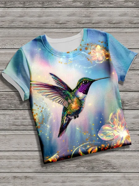 

Vintage Animal Crew Neck Short Sleeve T-shirt, Blue, T-shirts