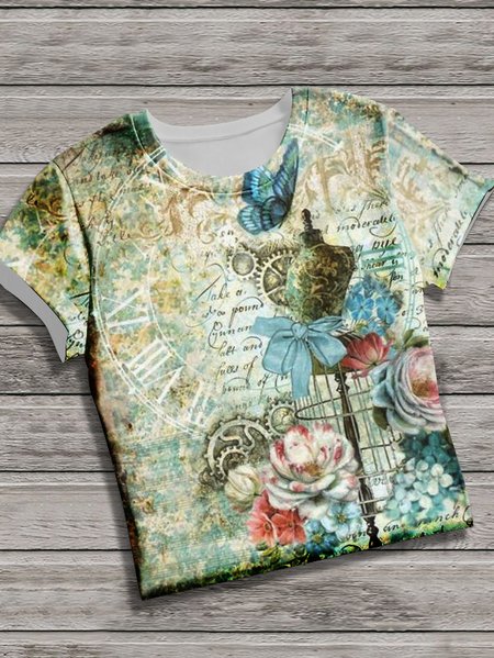 

Vintage Animal Crew Neck Short Sleeve T-shirt, Green, T-shirts