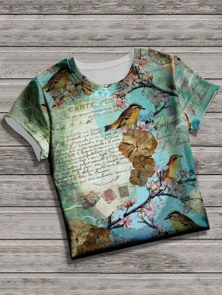 

Vintage Animal Crew Neck Short Sleeve T-shirt, Light blue, T-shirts