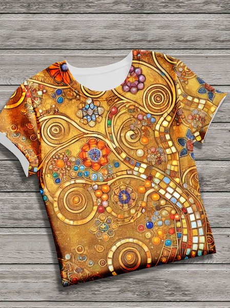 

Vintage Animal Crew Neck Short Sleeve T-shirt, Yellow, T-shirts