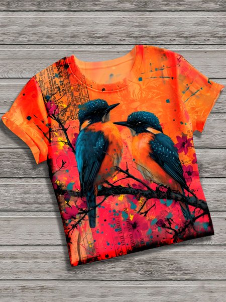 

Vintage Animal Crew Neck Short Sleeve T-shirt, Orange, T-shirts