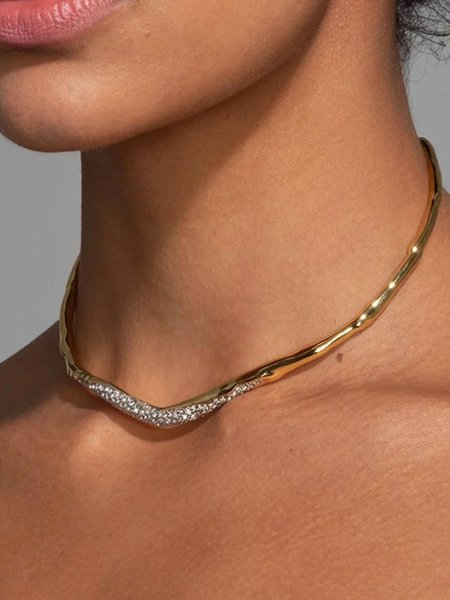 

Urban Metal Prom Plain Statement Necklaces, Golden, Necklaces